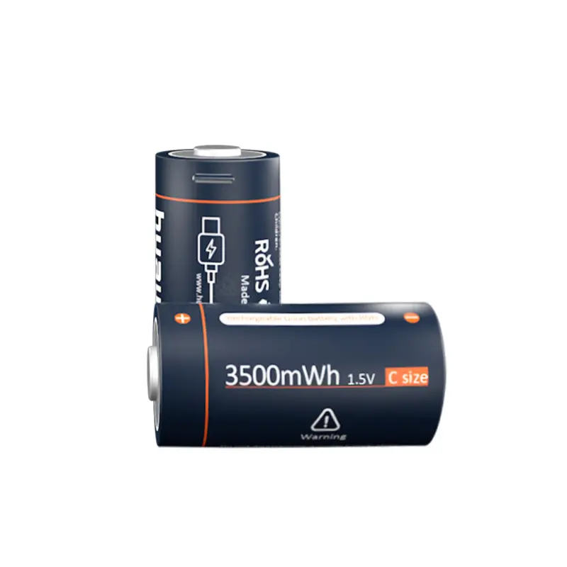 Huawen 1,5 В, 3500 МВтч, размер C, USB-C, литиевая аккумуляторная батарея, замена R14/LR14/KR14/ZR14/FR14 1