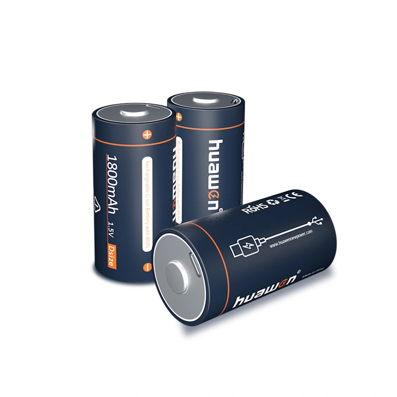 Huawen 1.5V 1800mAh D size USB-C Rechargeable Lithium Battery Replace R20/LR20/FR20/KR20/HR20 1