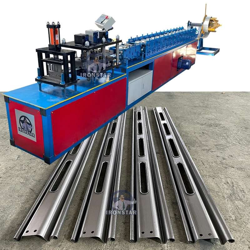 IRONSTAR 3 inch punching hole shutter door roll forming machine working video 1
