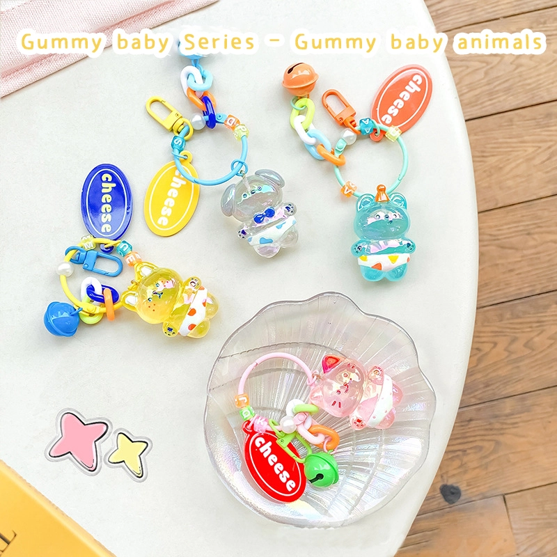 Resin Bear Pendant Gummy Fudge Baby Critter Hand Rope Keychain Accessories Wholesale 1