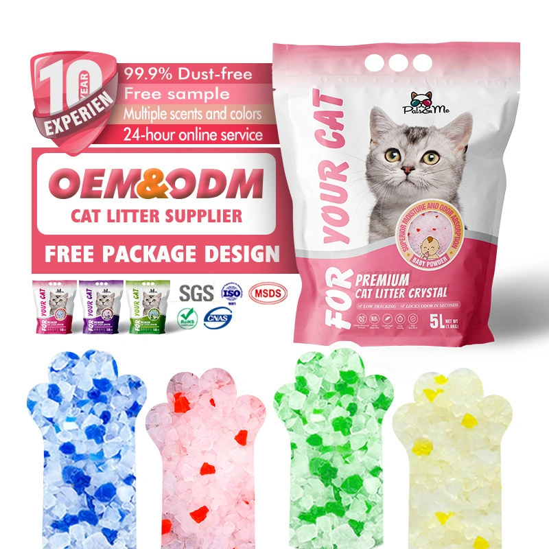 Arena para gatos superior del gel de silicona de la arena para gatos cristalina a granel al por mayor con la fragancia 1-8m m 3.8L 5L 7.2L XS1 1