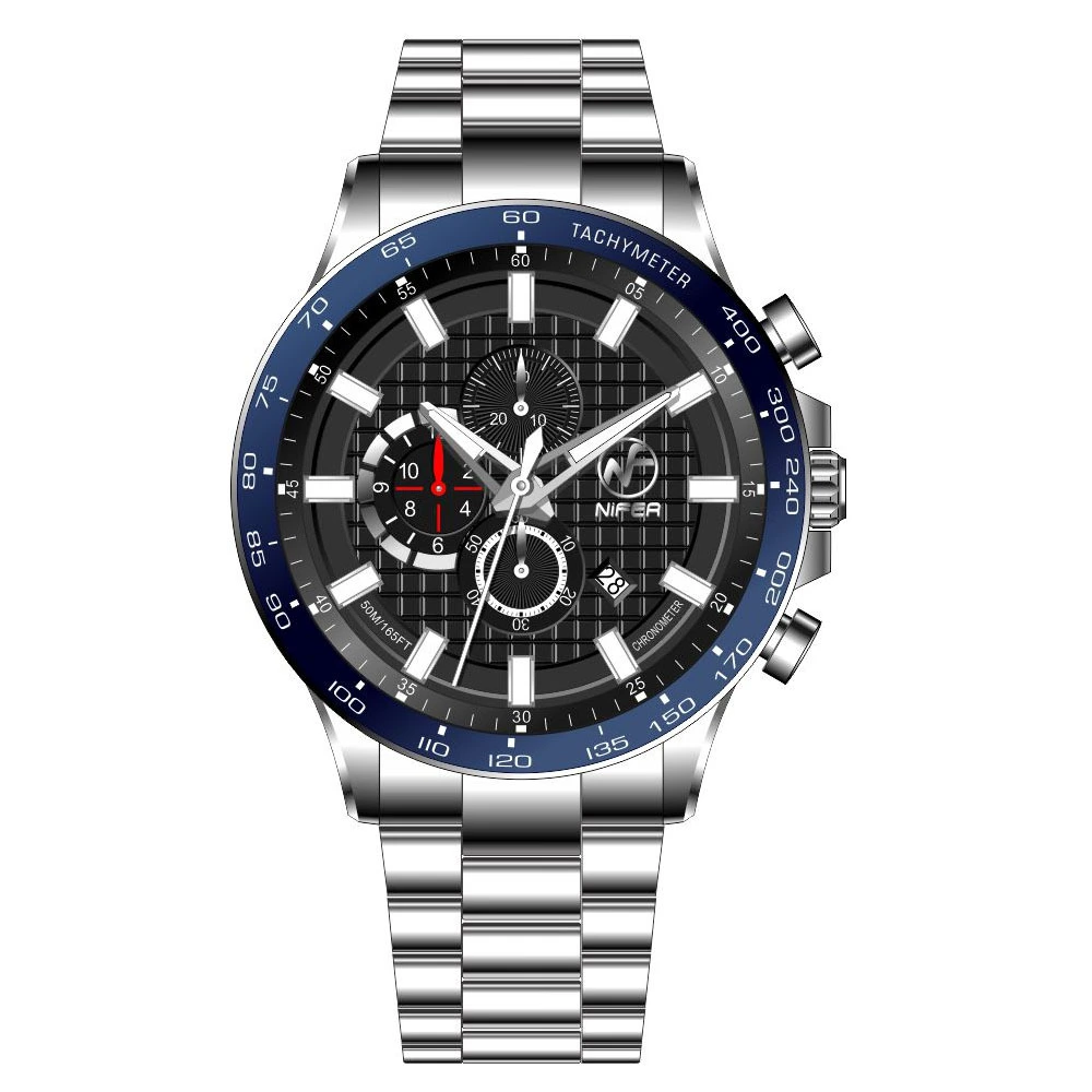 Reloj de cuarzo de acero inoxidable para hombre, multifuncional, japonés, con banda de acero de seis punteros, resistente al agua, de alta calidad 1