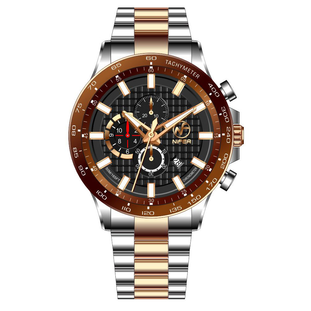 Reloj de cuarzo de acero inoxidable para hombre, multifuncional, japonés, con banda de acero de seis punteros, resistente al agua, de alta calidad 4