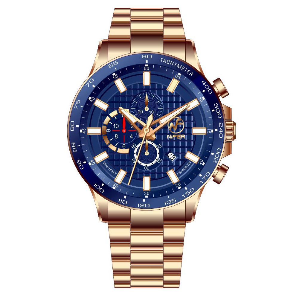 Reloj de cuarzo de acero inoxidable para hombre, multifuncional, japonés, con banda de acero de seis punteros, resistente al agua, de alta calidad 6