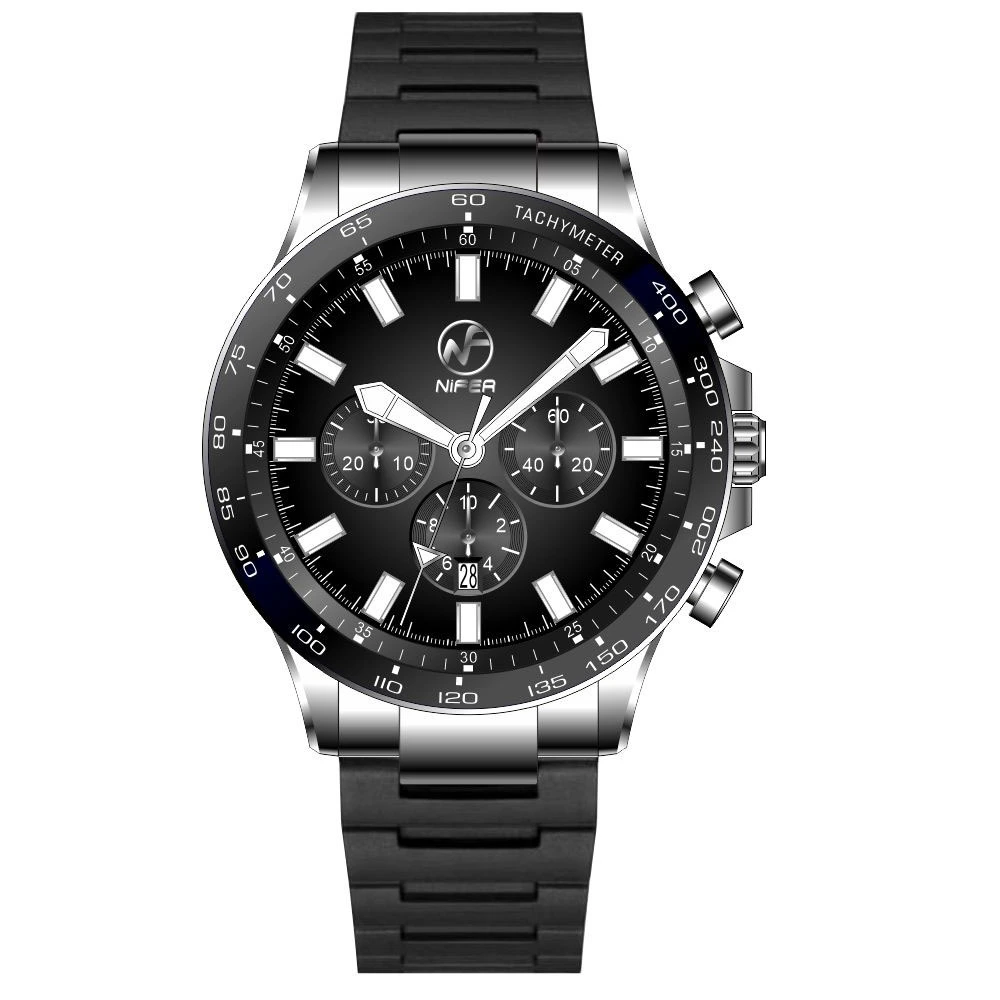 Herren-Sportuhr. Multifunktionale Quarz-Chronograph-Uhr mit Edelstahlarmband 1