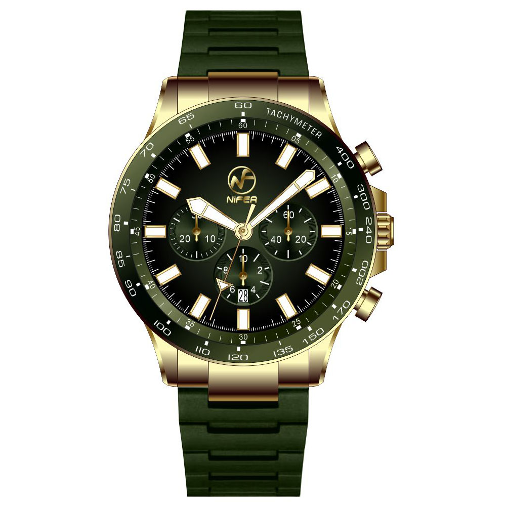 Reloj deportivo para hombre Reloj multifuncional con correa de acero inoxidable y cronógrafo de cuarzo 6