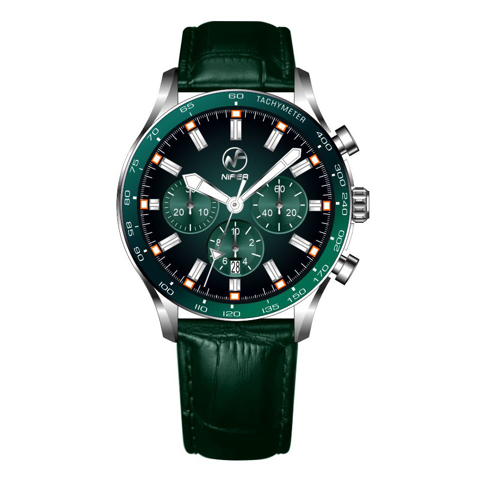 Herrenuhr, Chronograph, multifunktional, Freizeit, Leder, Luxus-Quarz-Herrenuhr, wasserdichte Uhr 2