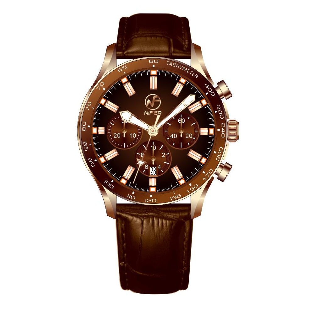 Herrenuhr, Chronograph, multifunktional, Freizeit, Leder, Luxus-Quarz-Herrenuhr, wasserdichte Uhr 4