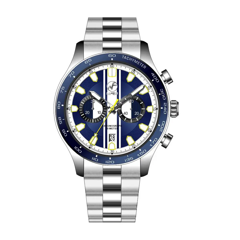 For Military Use Vintage Chronograph Watch Stainless Steel Quartz Watch by Nifer Watch 6