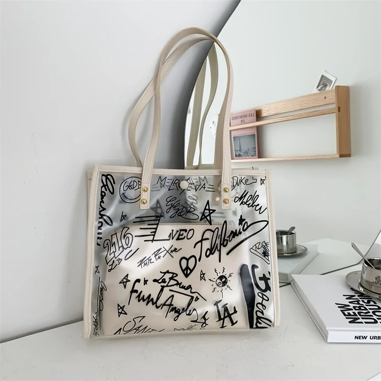 New Mothers PVC Transparent tote bag Woman shopping bag student Large capacity Shoulder bag-1722666993920597 1