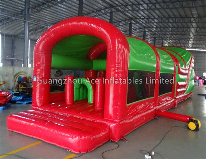 Carrera de obstáculos inflable roja y verde, juego divertido para la venta 1