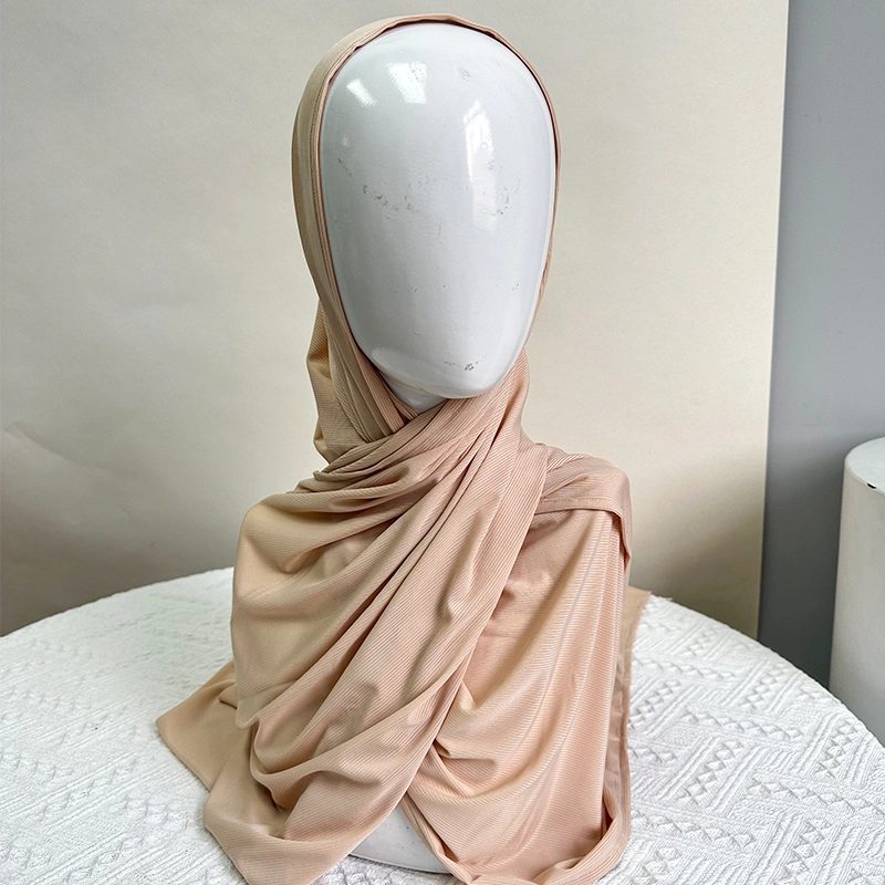 Hijab en jersey de qualité supérieure, écharpe en jersey côtelé, mini plis, châle en jersey de coton, hijab 1