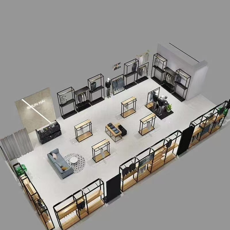 Tienda minorista, centro comercial, soporte para vestidos, mostrador, estante, escaparate de tienda, estante para ropa 1