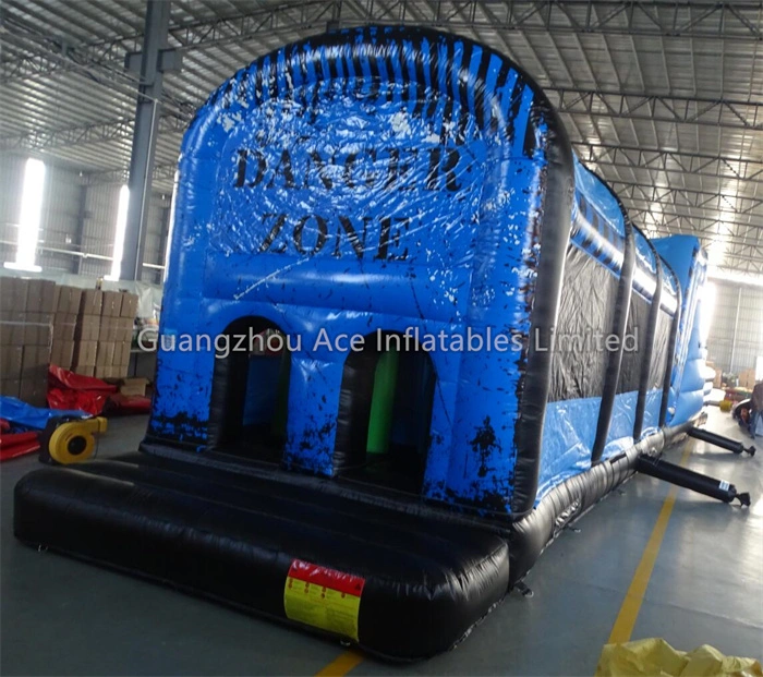 Inflatable Blue Black Danger Zone Obstacle Course Fun Run Game for Sale 1