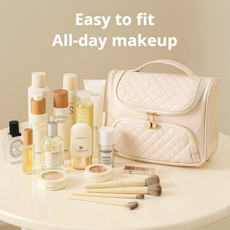 PU moda beleza maquiagem bolsa de viagem molhada e seca grande bolsa de higiene nova mulher lavar bolsa cosmética 1