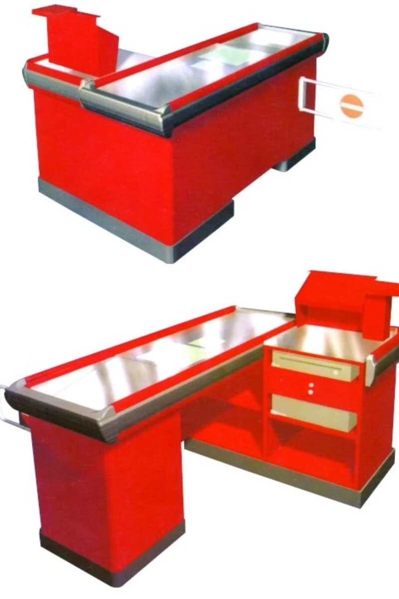 Caisses de caisse express de forme inoxydable, pour supermarché & hypermarché, 1