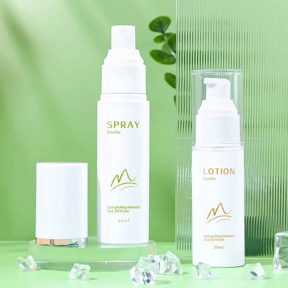 Mini 60ml 80ml Skin Care Packaging Round Lotion Bottle Pump Serum Bottle Hair Mist Spray PET Plastic Bottle with lid 1