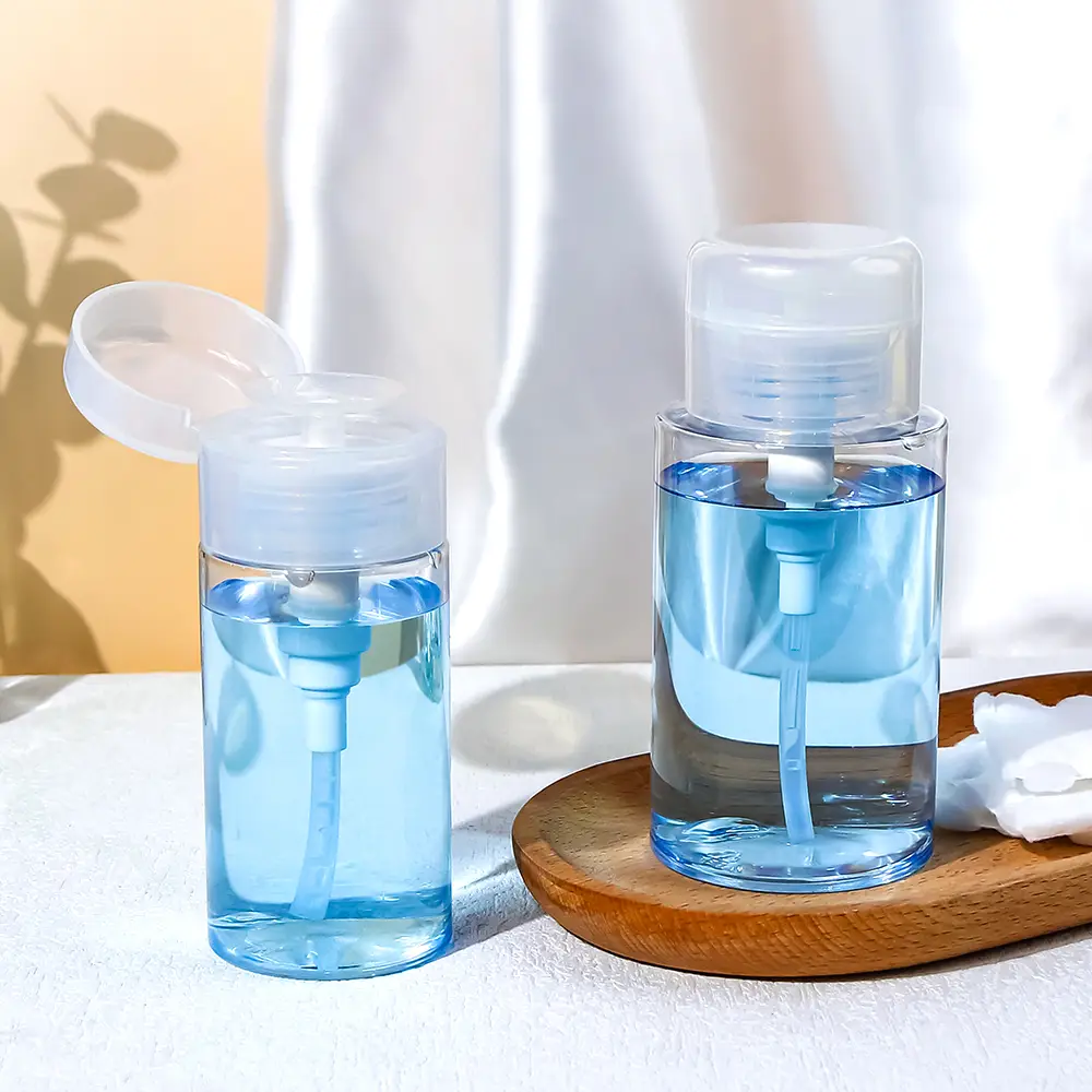 3 Pack Push Down Pump Dispenser Empty Push Top Bottles Containers for Nail Polish Makeup Remover Micellar Water Facial Toner 6.7oz/200ML 1