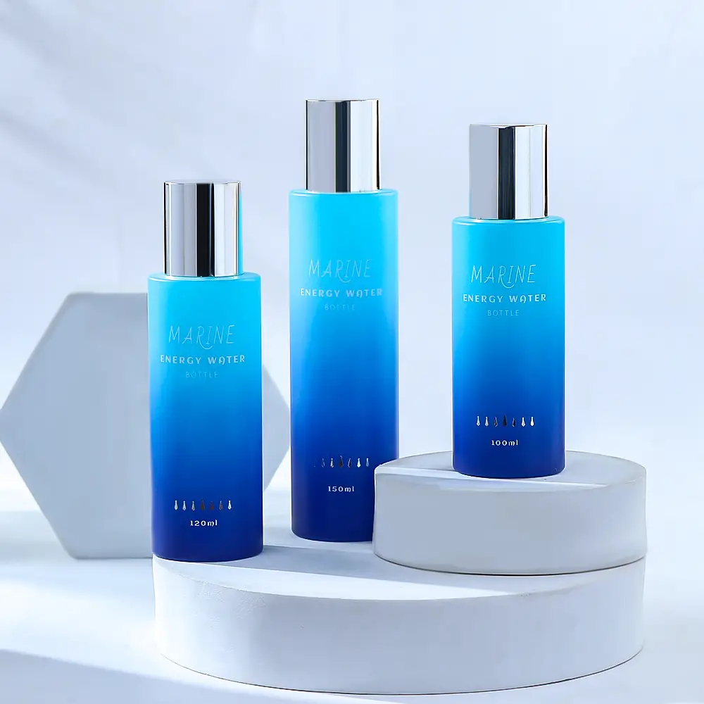 New Design Cosmetic Serum Lotion Pump Bottles and Jars 30ml 50ml Dropper Bottle Cylinder Thick Bottom 1