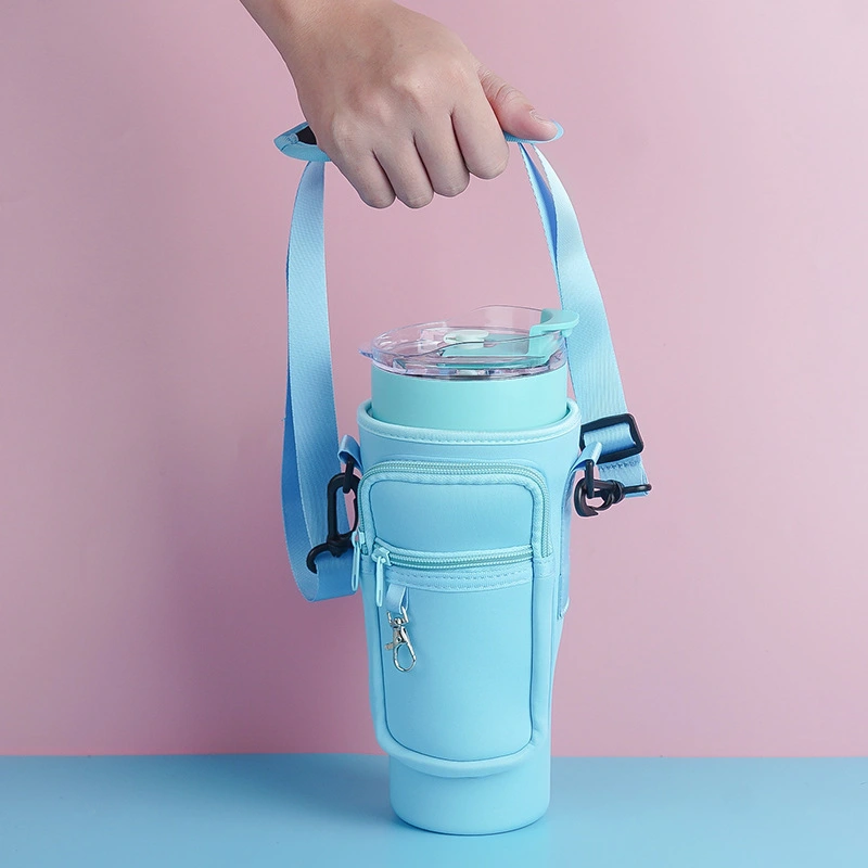 Wholesale sports travel holder Insulated cup bag Adjustable shoulder strap water bottle Crossbody case 1