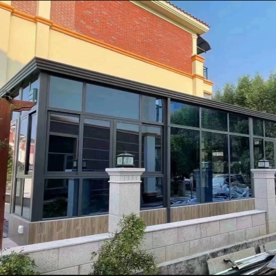 Yongdi-casa prefabricada de gran oferta, invernadero de cristal aislante moderno, solarium de aluminio 1