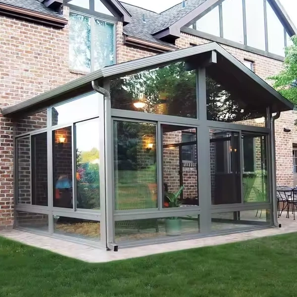 Yongdi Jardín al aire libre Casa de vidrio Nuevo diseño Terraza acristalada Marco de aluminio Terraza acristalada de cuatro estaciones 1