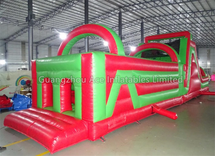 Inflatable 52ft Red Green Obstacle Course Fun Run Game for Sale 1