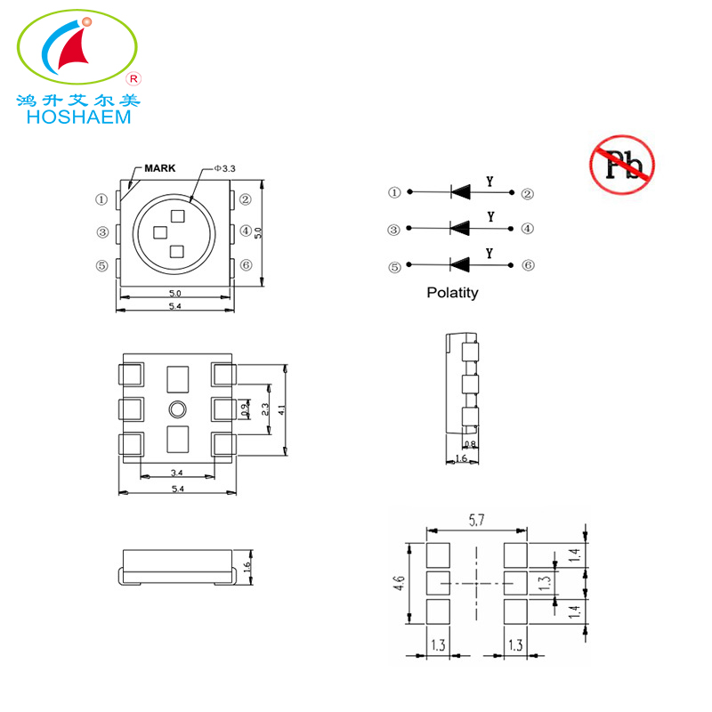 Hongsheng 4PIN 5050 Chip LED a colori 5050 RGB SMD Perline LED ad alta luminosità Diodo di luce ambientale Prezzo di fabbrica 5