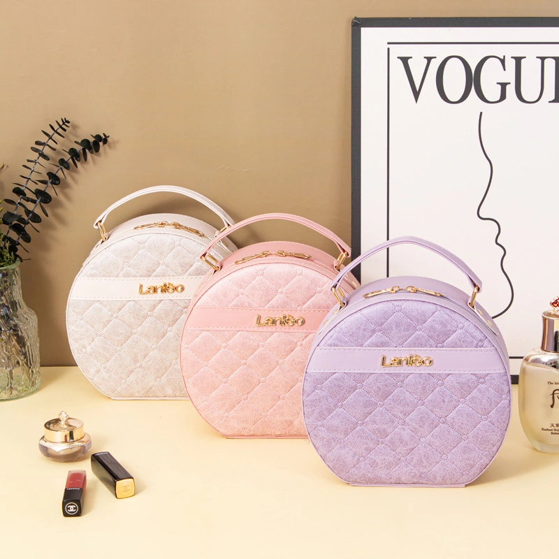 Bagong kalahating bilog na portable cosmetic bag travel mirror cosmetic storage case babae Fashion tote makeup pouch 1