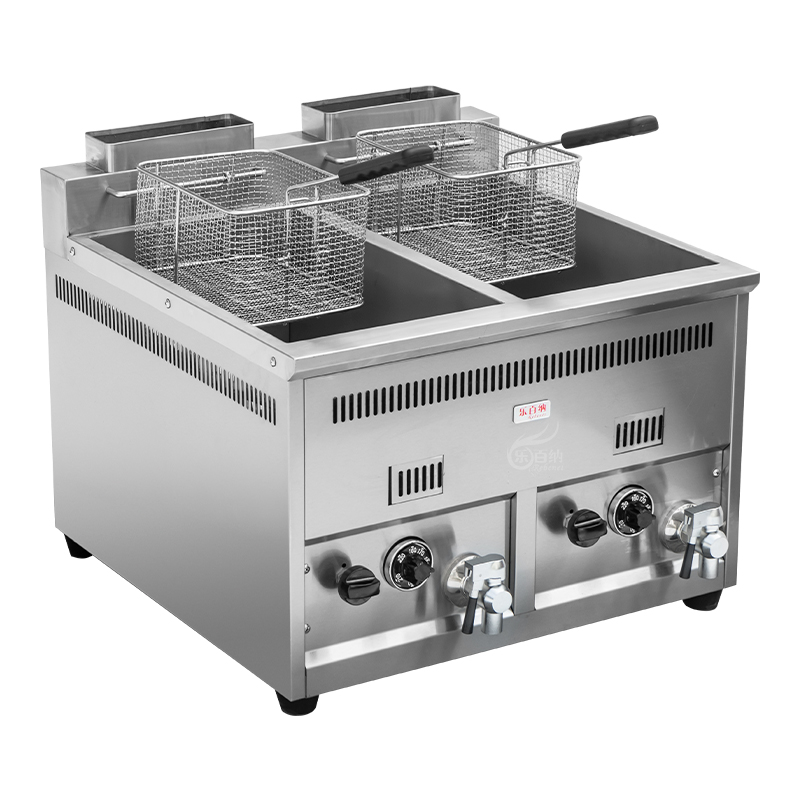 Double Tank Commercial Countertop Gas Deep Fryer with Oil Drian Cock (EF-72T) 1