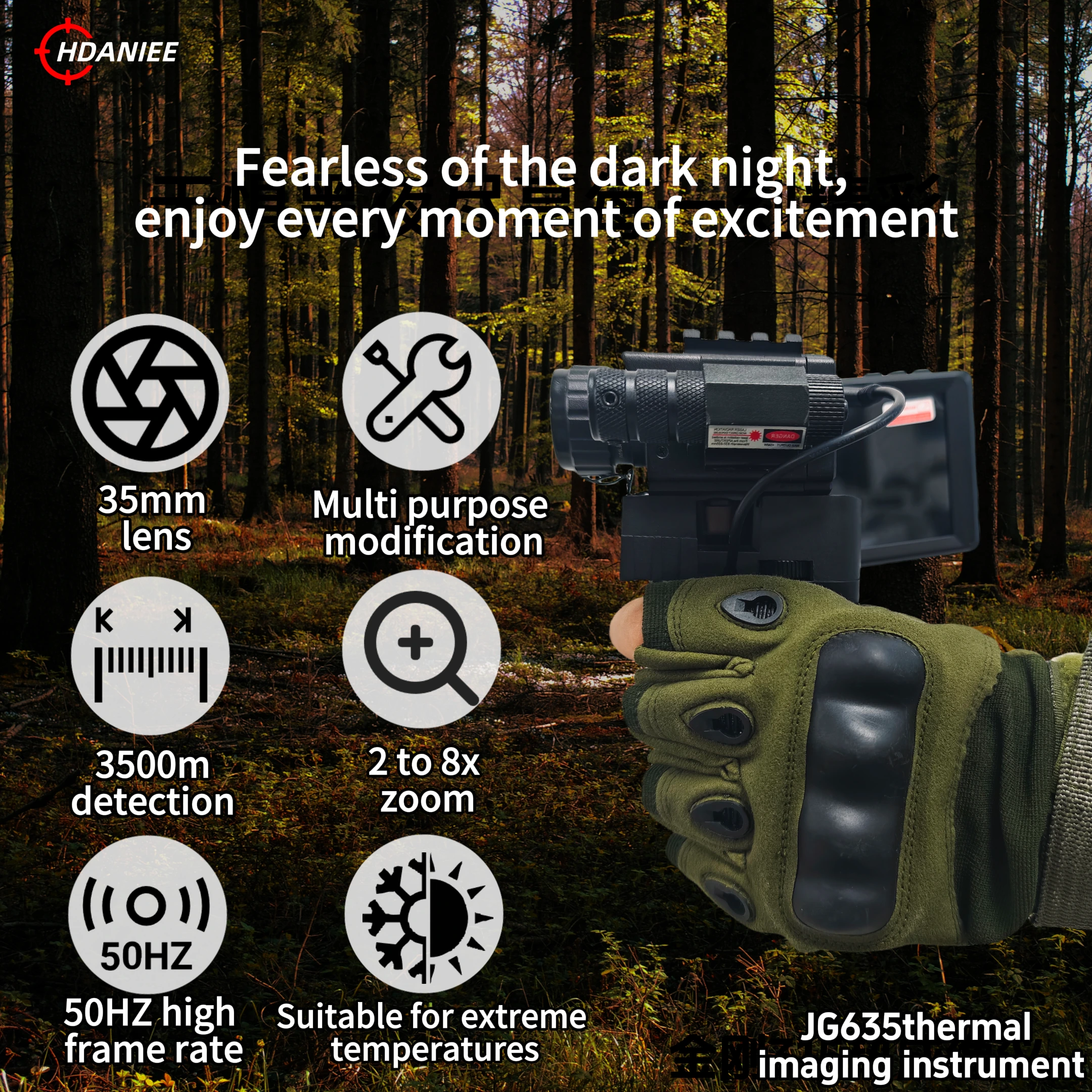 JG635: Hdaniee Thermal Imaging Searcher 640*512 High Resolution with 35MM Lens for Expedition Night Exploration Device 1