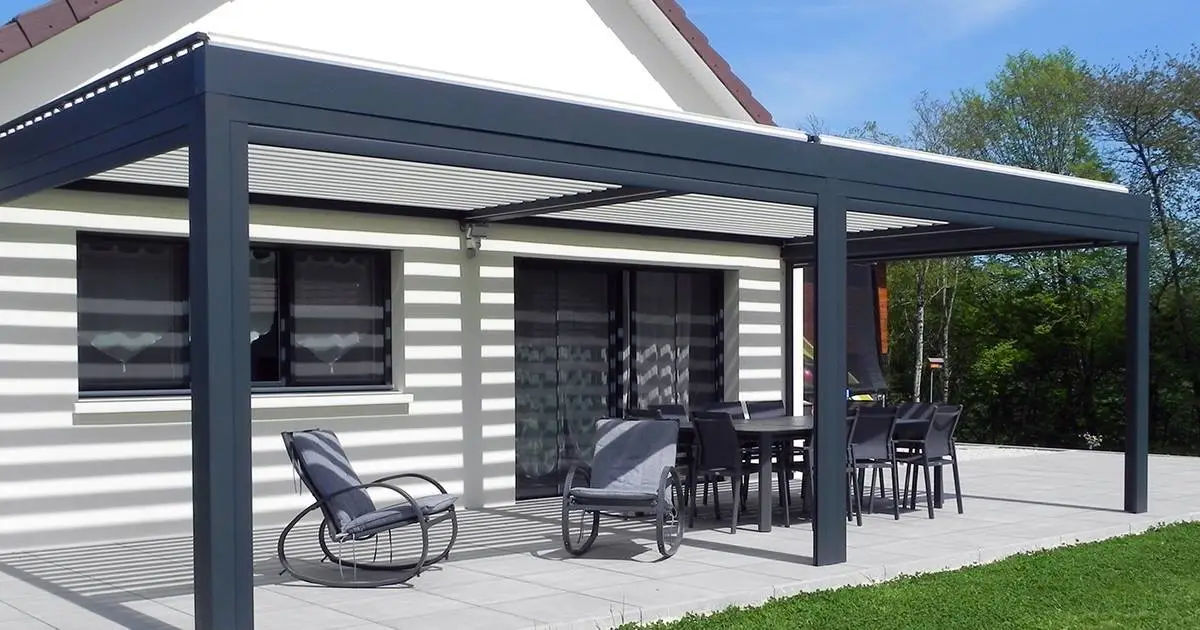 Padiglione per pergola in alluminio per esterni con tetto a feritoia elettrico impermeabile vendita calda Yongdi 1