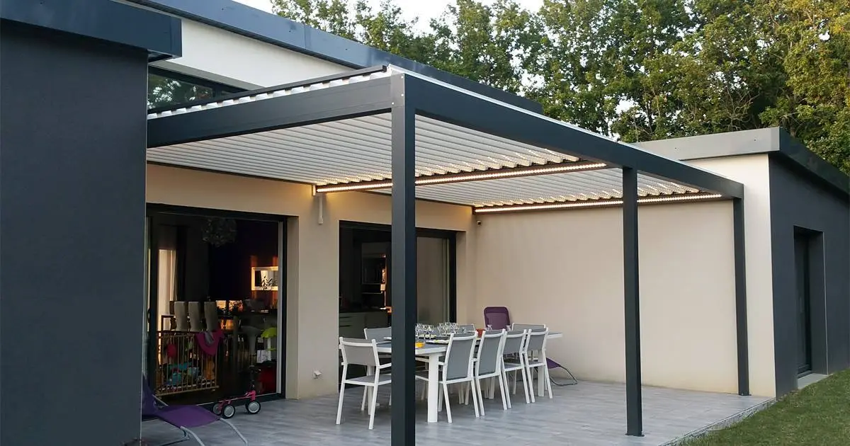 Yongdi Pérgola de aluminio de lujo, parasol modular, refugio con dosel de techo con persianas 1