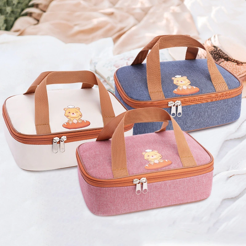 Cartoon portable insulated food bag thickened student lunch bento bag family travel camping picnic bag 1