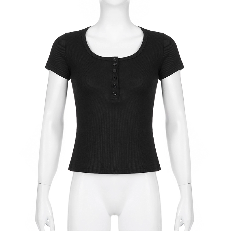 Pure black fitted T-shirt 1