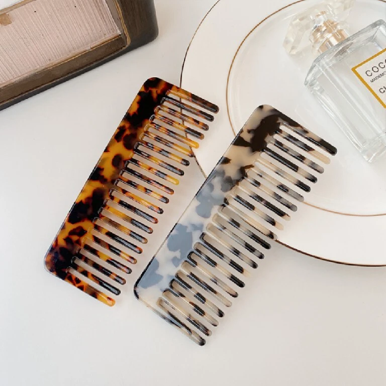 Geometric Acetic Acid Hair Comb, Comfortable Texture, Smooth Hair Comb, Internet Red, Elegant, Girl Shampoo Comb, Marble Pattern Comb Wholesale 1