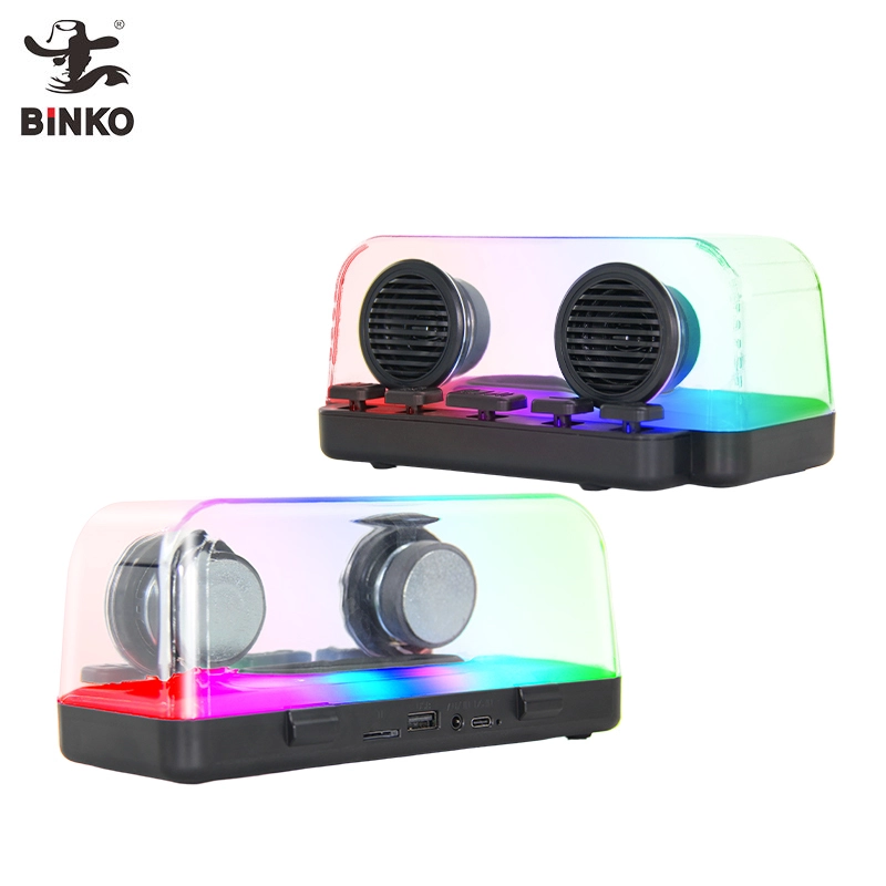 Game Speaker LED RGB luminous light stereo wireless mini bt transparent blue tooth mechanical keyboard button game speaker box BiNKO BK-A29 1