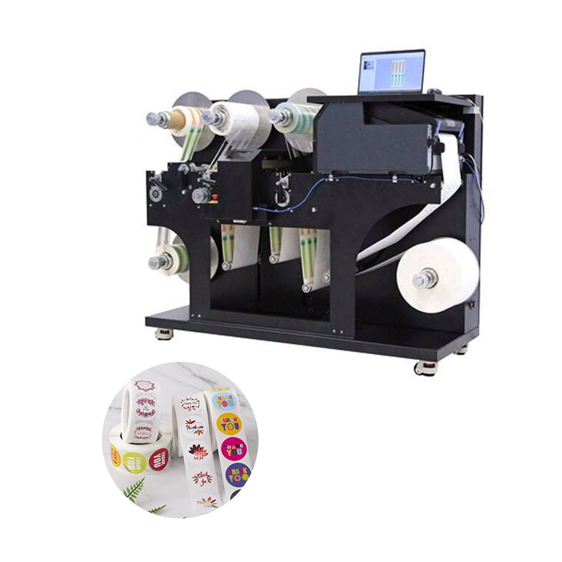 Impressora uv digital multifuncional, impressão de etiquetas, corte de laminação, coleta de resíduos, máquina enroladora de corte, rolo a rolo 1
