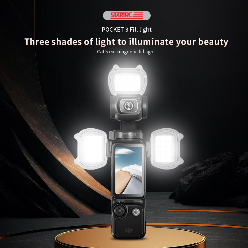 Luz de relleno magnética STARTRC con soporte para DJI Pocket 3 1