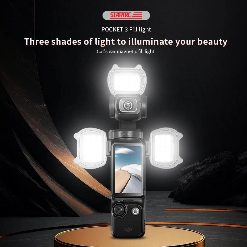 Luz de relleno magnética STARTRC con soporte para DJI Pocket 3 1