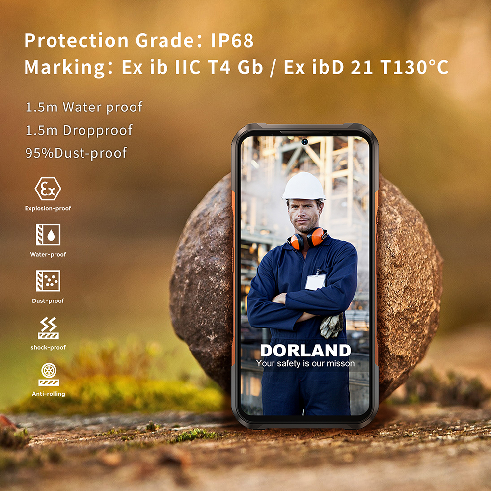 Βιομηχανικό εγγενώς ασφαλές Ευφυές 5G Τηλέφωνο με προστασία από έκρηξη EXTRA-5G-Dorland 3