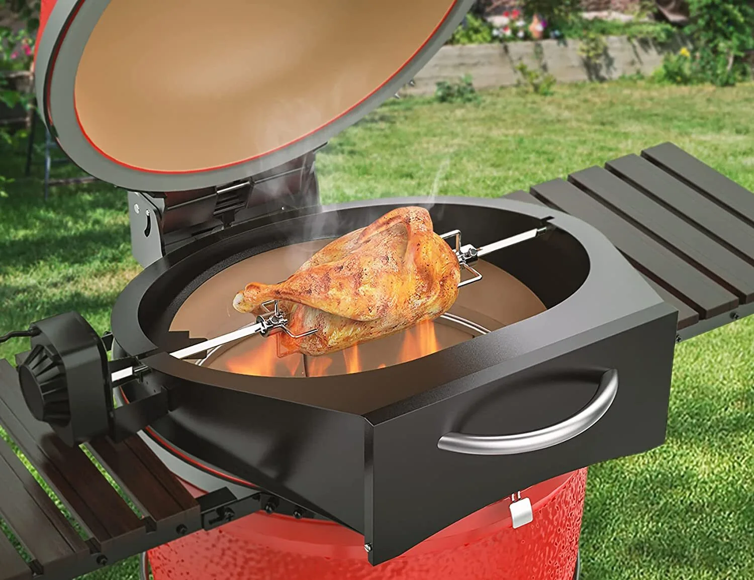 Hoogwaardige elektrische barbecue-accessoires: Rotisserie-kippenrekken - Kamado professionele fabrikant, groothandelsprijs 1