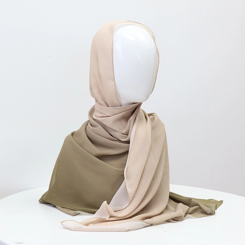 Usine en gros couleur personnalisée musulmane en mousseline de soie froissé cravate-teinture écharpe Hijabs fluide enveloppé respirant hijabs 1