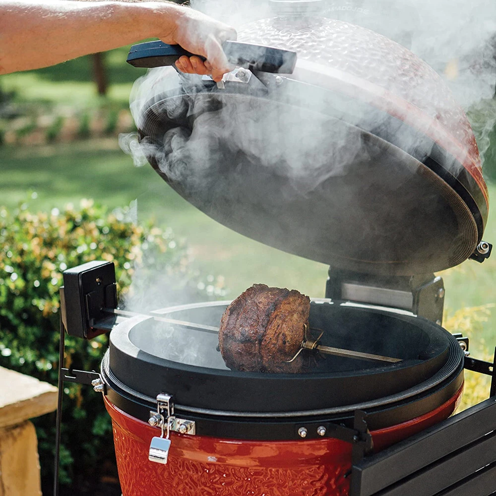 Elektrisch angetriebener und drehbarer Hähnchenspieß von MCD aus Edelstahl für Kamado-Grillzubehör 1