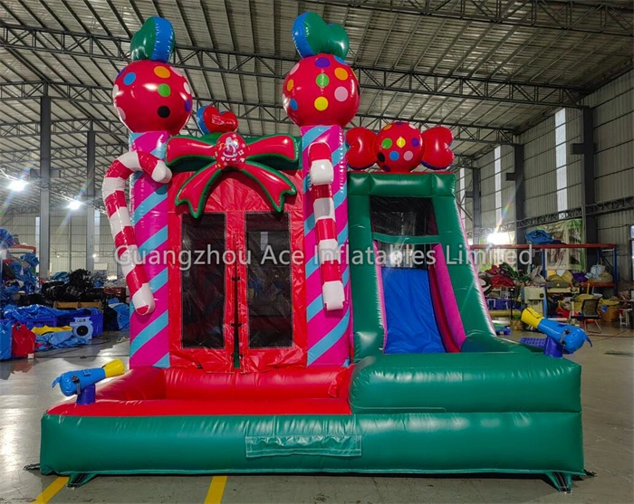 Commercial Candy Christmas Inflatable Combo with Slide and Ball Pit 1
