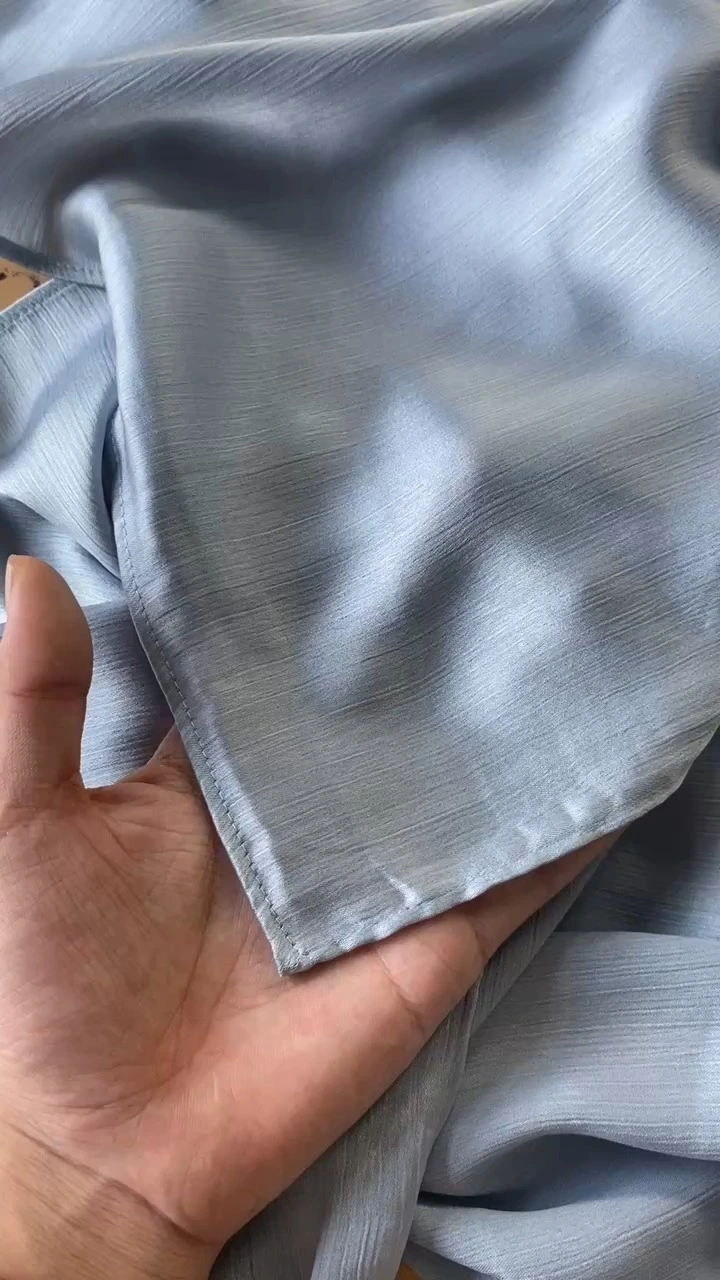 Wholesale Textured Satin Bawal Headscarf Silk Scarves Tudung Muslim Women Crinkle Silk Satin Hijab 1