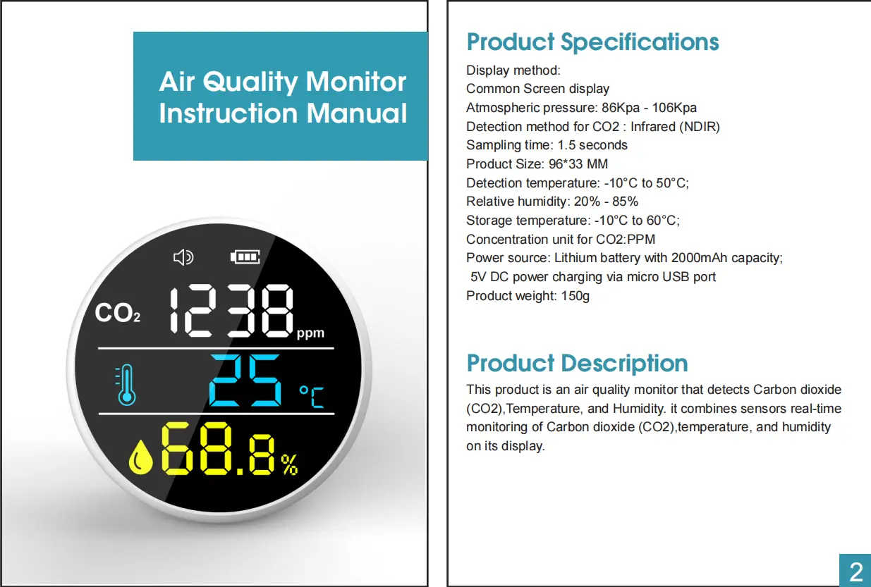 Fast Delivery Carbon Dioxide Detector Portable 47.0x34.5x25.0CM by Dienmern 7