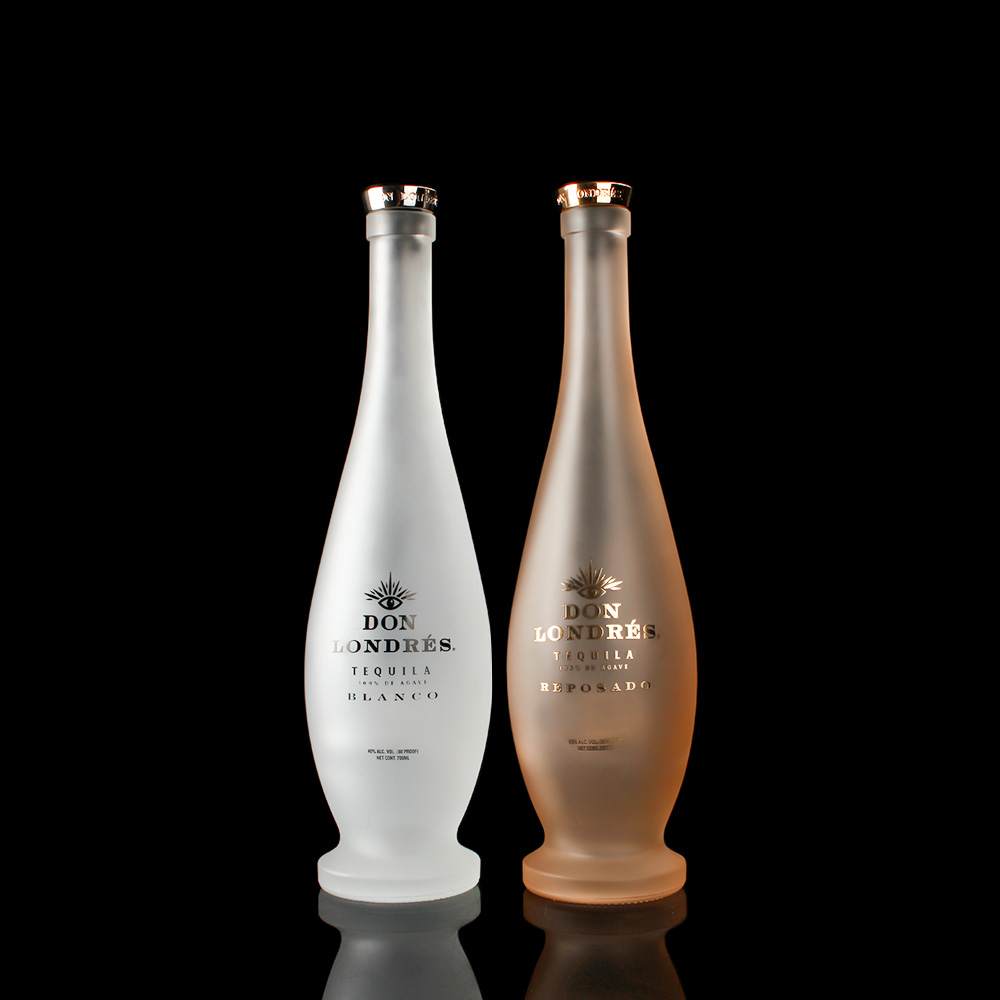 OEM frosted spraying logo printing 75cl 1L 1000ml 700ml taper liquor rum gin tequila empty vodka glass spirit bottle 750ml 6