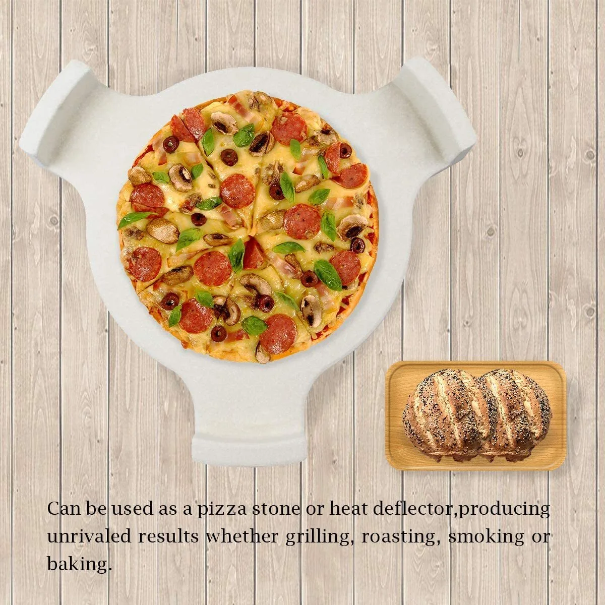 MCD Kamado heat deflector smoking stone  pizza stone plate setter with 3 legs for outdoor grill 1