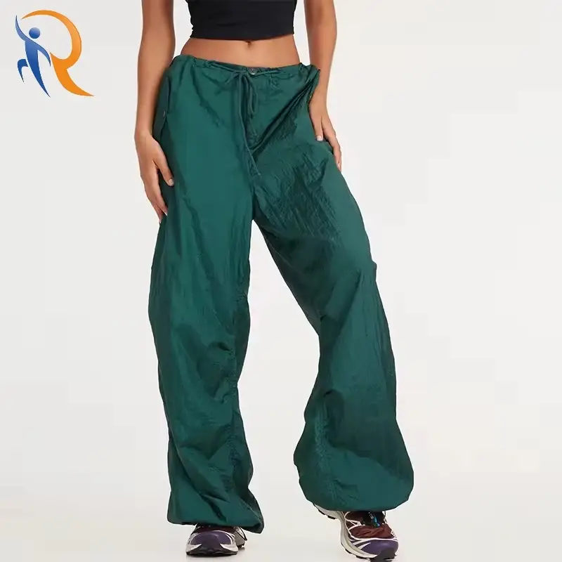 Custom Nylon Adjustable Waistband Unisex Baggy Parachute Pants 1